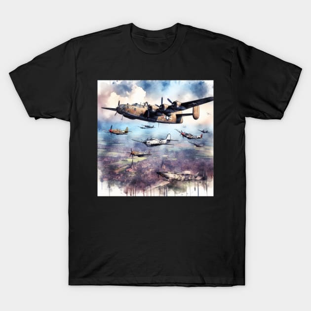 Fantasy illustration of WWII aircraft in battle T-Shirt by WelshDesigns